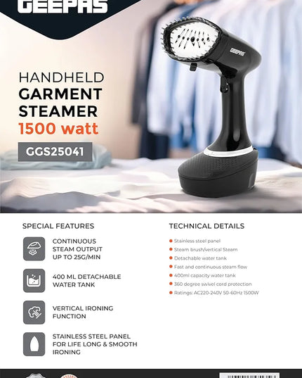 Geepas Handheld Garment Steamer GGS 25041