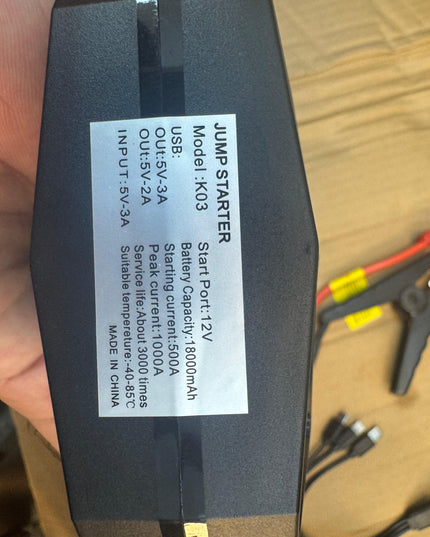 Rechargeable jump starter 3 in 1 function 18000 battery