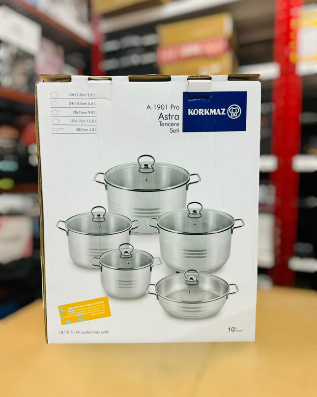 Korkmaz Turkey Astra A-1901 Cookware Set Cr-Ni