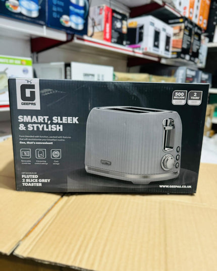 GEEPAS 1000W Fluted 2 Slice Toaster-36558UK