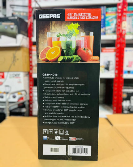 GEEPAS 800W 4 in 1 Blender & Juicer Extractor GSB 44016
