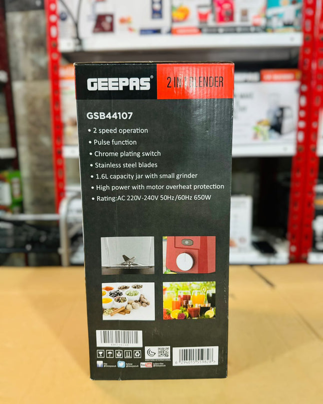 Geepas 1.6L 2 in 1 Blender 650W-44107