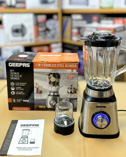 Geepas 2-in-1 Stainless Steel Blender GSB 44076 UK
