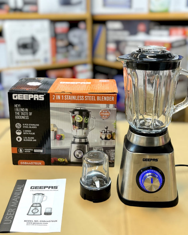 Geepas 2-in-1 Stainless Steel Blender GSB 44076 UK