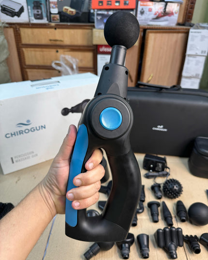 AMAZON LOT Chirogun Percussion Massage Gun With 17 Heads & 4 Speeds