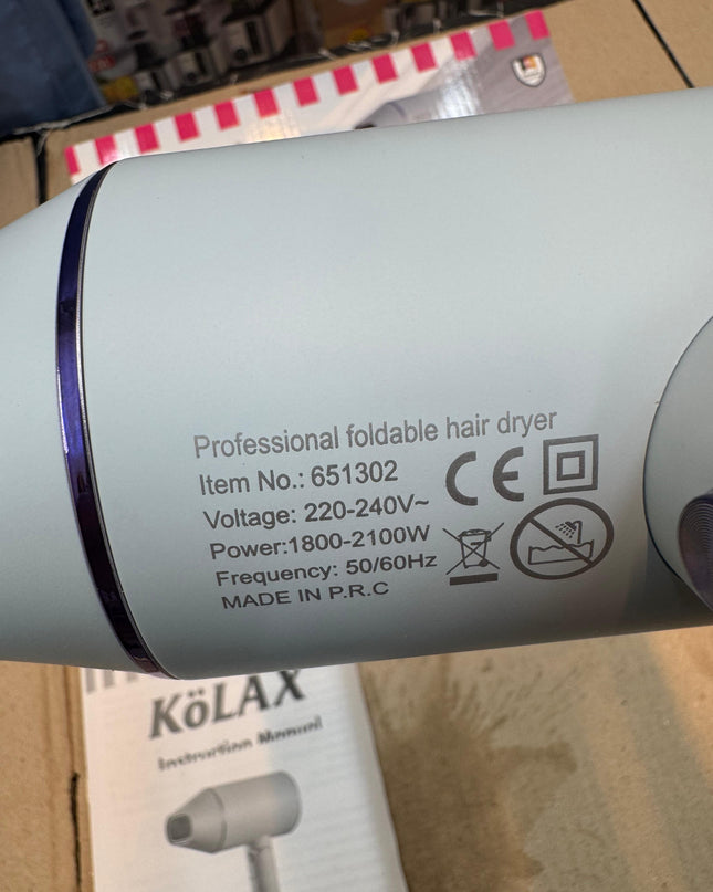 Kolax professional foldable hair dryer 2100w