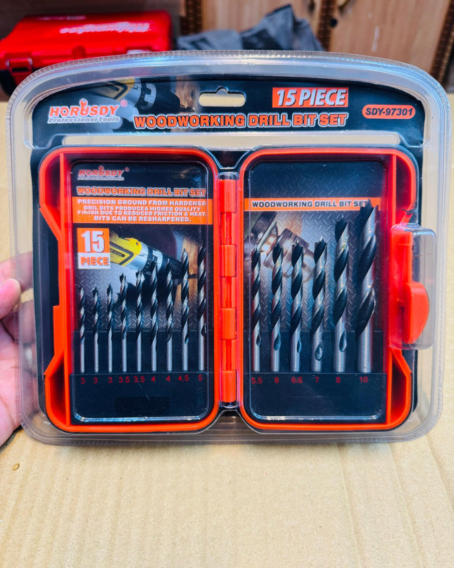 wood working 15 pcs drill bit set