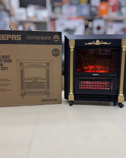 Geepas Quartz Tube Log Flame Effect Electric Heater 28579