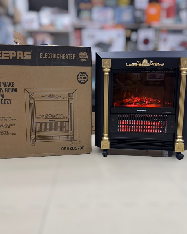 Geepas Quartz Tube Log Flame Effect Electric Heater 28579