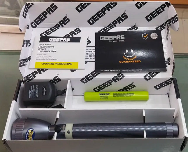 Geepas Rechargeable LED Flashlight GFL3803N  Original Product torch