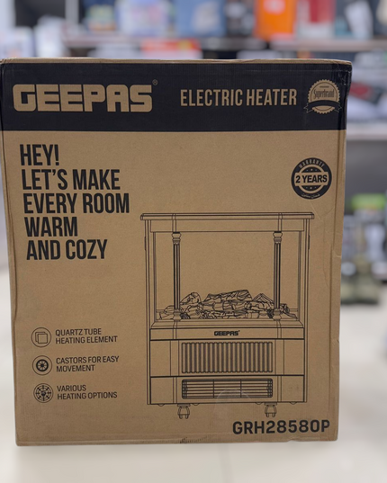 Geepas Quartz Tube Log Flame Effect Electric Heater 28580
