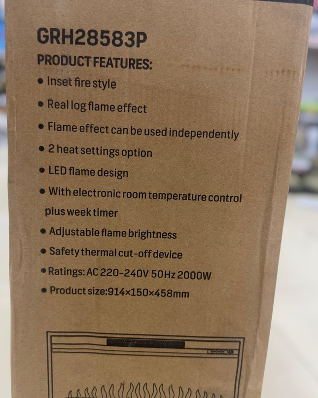 Geepas Real Log Flame Effect Electric Heater 28583