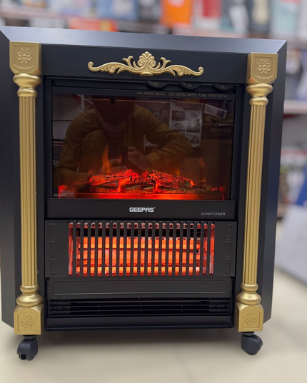 Geepas Quartz Tube Log Flame Effect Electric Heater 28579