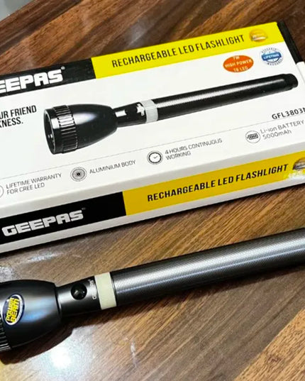 Geepas Rechargeable LED Flashlight GFL3803N  Original Product torch