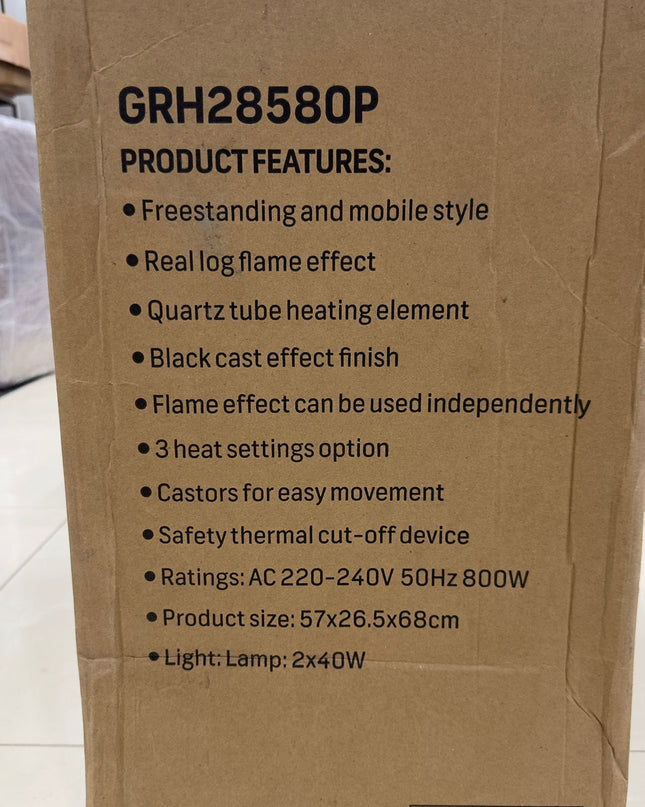 Geepas Quartz Tube Log Flame Effect Electric Heater 28580